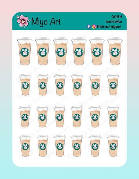 Iced Coffee Sticker Sheet || Hand Drawn, In House Printed for your Planners, Journals and Bullet Journals