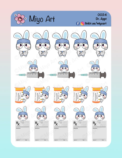 Dr. Appt. Emoji || Hand Drawn, In House printed Sticker Sheets