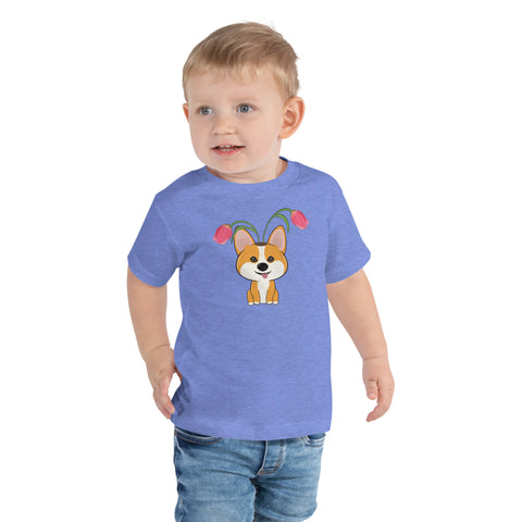 Corgi Tulips Toddler Short Sleeve Tee
