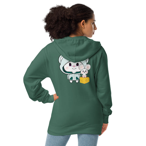 Bon-E Elephant Chums (Design on Back Only) Unisex fleece zip up hoodie