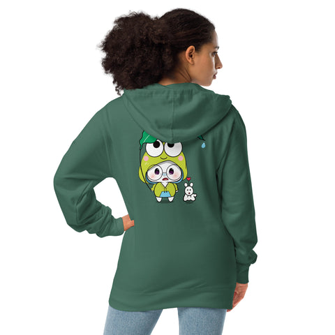 Ben-E Frog Leaf Umbrella (Design on Back Only) Unisex fleece zip up hoodie