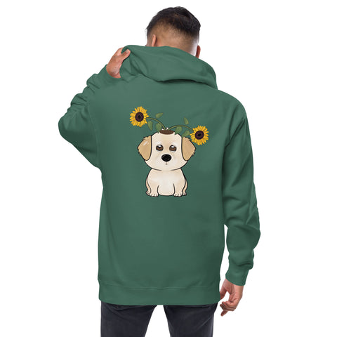 Golden Retriever Sunflowers (Design on Back Only) Unisex fleece zip up hoodie