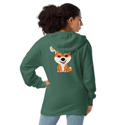 Shiba Inu Daisies (Design on Back Only) Unisex fleece zip up hoodie