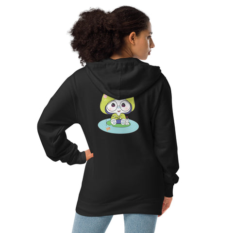 Ben-E Frog Fishing (Design on Back Only) Unisex fleece zip up hoodie