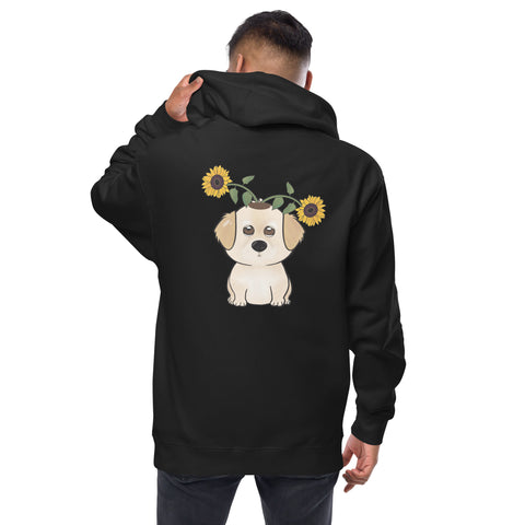 Golden Retriever Sunflowers (Design on Back Only) Unisex fleece zip up hoodie