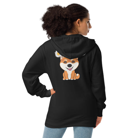 Shiba Inu Daisies (Design on Back Only) Unisex fleece zip up hoodie