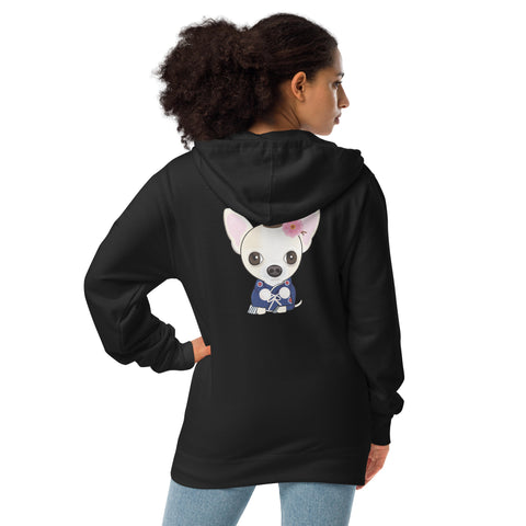 Chihuahua Plums (Design on Back Only) Unisex fleece zip up hoodie