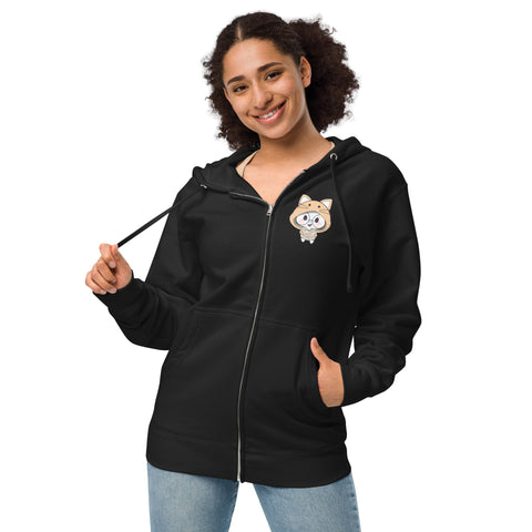 Ben-E Cat Fishbowl Chums (Design on Front Only) Unisex fleece zip up hoodie