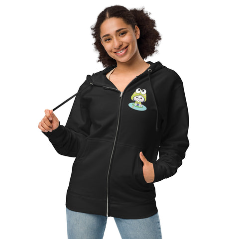 Ben-E Frog Fishing (Design on Front Only) Unisex fleece zip up hoodie