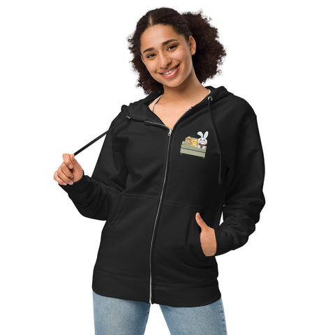 Ben-E Couch Potato (Design on Front Only) Unisex fleece zip up hoodie