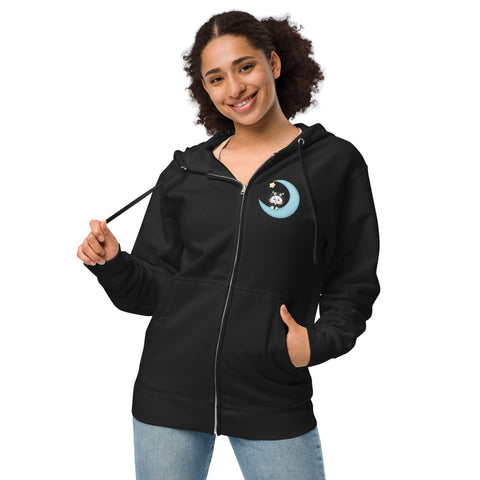 Ben-E Cat Moon (Design on Front Only) Unisex fleece zip up hoodie