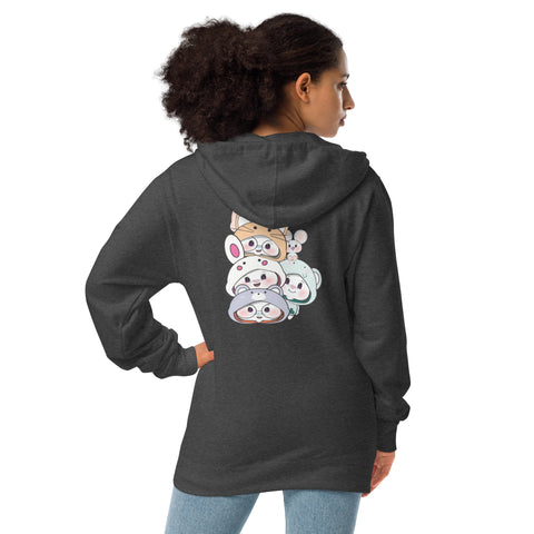 Ben-E & Bon-E Chums Stack (Design on Back Only) Unisex fleece zip up hoodie
