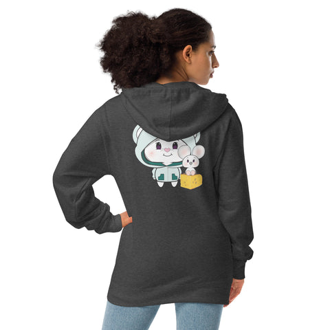 Bon-E Elephant Chums (Design on Back Only) Unisex fleece zip up hoodie