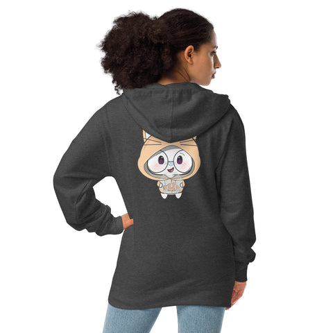 Ben-E Cat Fishbowl Chums (Design on Back Only) Unisex fleece zip up hoodie
