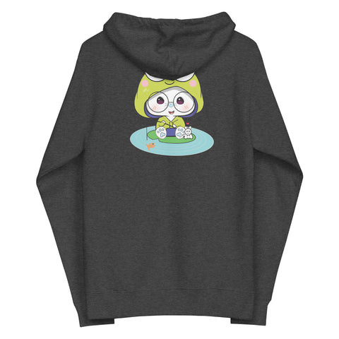 Ben-E Frog Fishing (Design on Back Only) Unisex fleece zip up hoodie