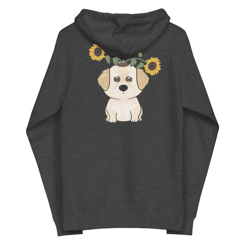 Golden Retriever Sunflowers (Design on Back Only) Unisex fleece zip up hoodie