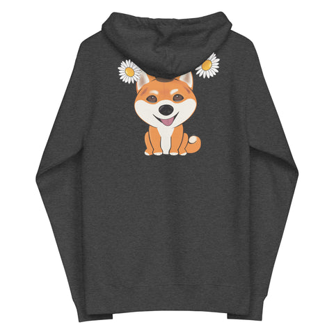 Shiba Inu Daisies (Design on Back Only) Unisex fleece zip up hoodie