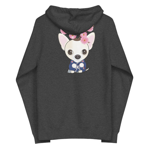 Chihuahua Plums (Design on Back Only) Unisex fleece zip up hoodie