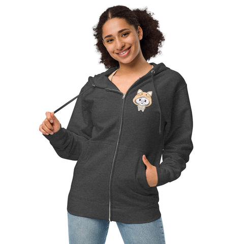 Ben-E Cat Fishbowl Chums (Design on Front Only) Unisex fleece zip up hoodie