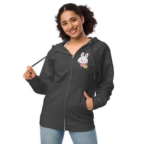 Bon-E Bunny Chums (Print on Front Only) Unisex fleece zip up hoodie