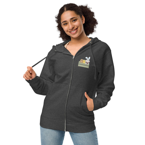 Ben-E Couch Potato (Design on Front Only) Unisex fleece zip up hoodie