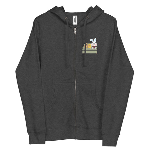 Ben-E Couch Potato (Design on Front Only) Unisex fleece zip up hoodie