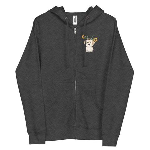 Golden Retriever Sunflowers (Design on Front Only) Unisex fleece zip up hoodie