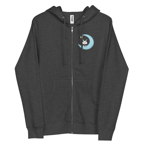 Ben-E Cat Moon (Design on Front Only) Unisex fleece zip up hoodie