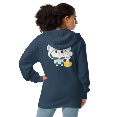 Bon-E Elephant Chums (Design on Back Only) Unisex fleece zip up hoodie