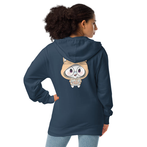 Ben-E Cat Fishbowl Chums (Design on Back Only) Unisex fleece zip up hoodie