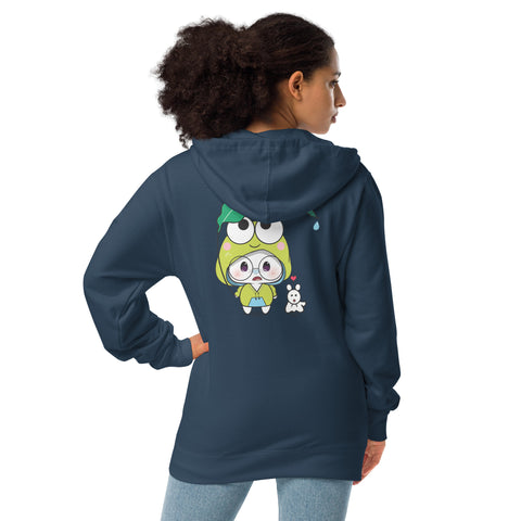 Ben-E Frog Leaf Umbrella (Design on Back Only) Unisex fleece zip up hoodie