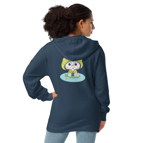 Ben-E Frog Fishing (Design on Back Only) Unisex fleece zip up hoodie