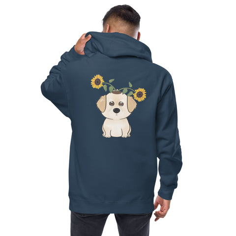 Golden Retriever Sunflowers (Design on Back Only) Unisex fleece zip up hoodie