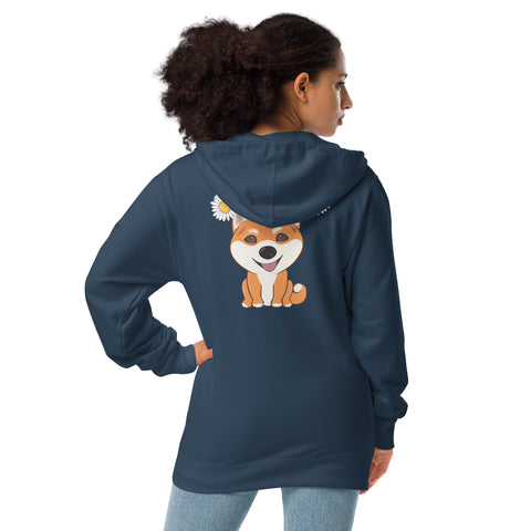 Shiba Inu Daisies (Design on Back Only) Unisex fleece zip up hoodie