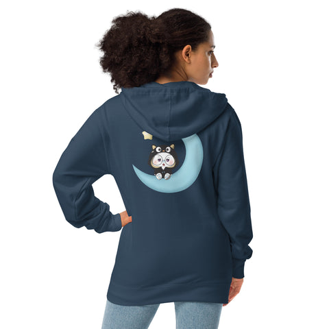 Ben-E Cat Moon (Design on Back Only) Unisex fleece zip up hoodie