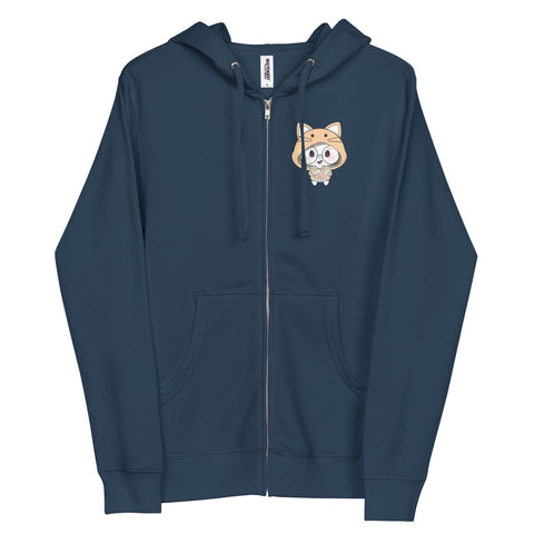 Ben-E Cat Fishbowl Chums (Design on Front Only) Unisex fleece zip up hoodie