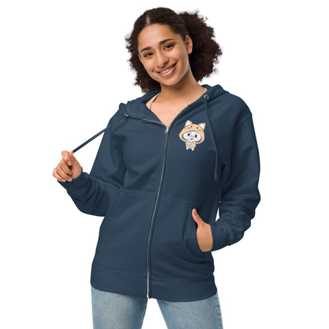 Ben-E Cat Fishbowl Chums (Design on Front Only) Unisex fleece zip up hoodie