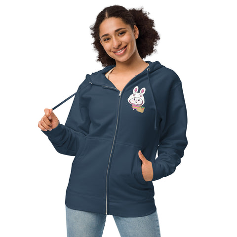 Bon-E Bunny Chums (Print on Front Only) Unisex fleece zip up hoodie