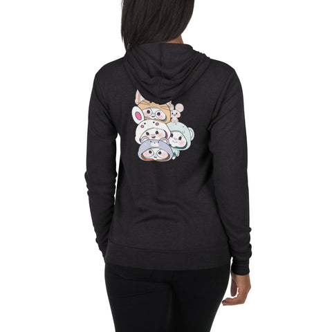 Ben-E & Bon-E Stack Chums (Design on Back Only) Unisex zip hoodie