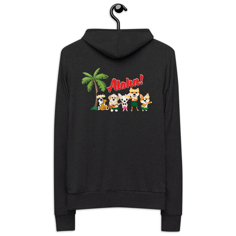 Aloha Dogs (Design on Back Only) Unisex zip hoodie