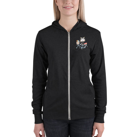 Ben-E Cat Bicycle (Design on Front Only) Unisex zip hoodie