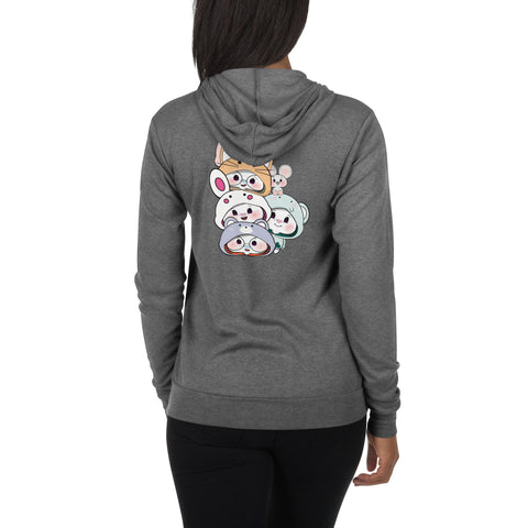 Ben-E & Bon-E Stack Chums (Design on Back Only) Unisex zip hoodie