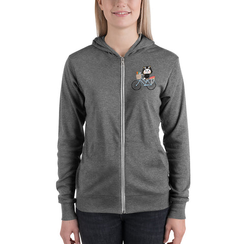 Ben-E Cat Bicycle (Design on Front Only) Unisex zip hoodie