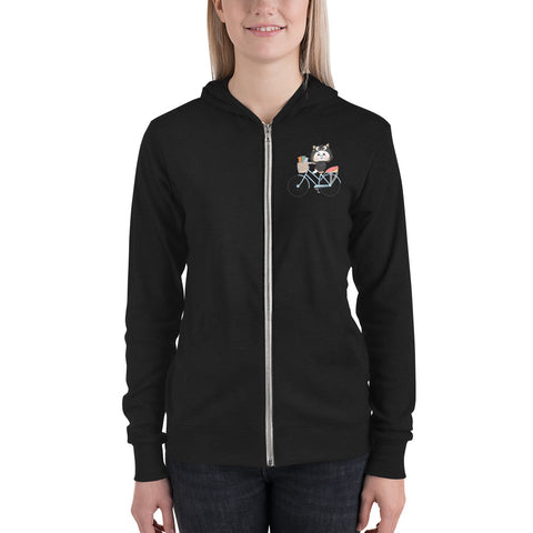 Ben-E Cat Bicycle (Design on Front Only) Unisex zip hoodie