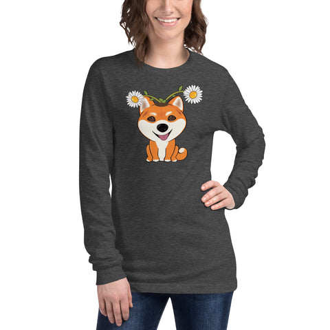 Shiba Inu Daisies Unisex Long Sleeve Tee