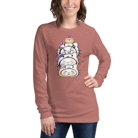 Bon-E Kitty Stack Unisex Long Sleeve Tee