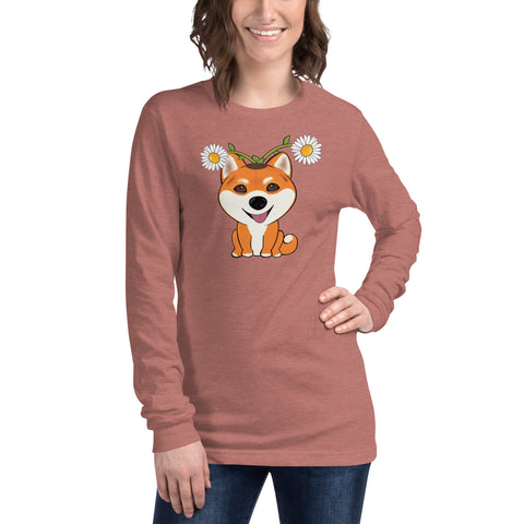 Shiba Inu Daisies Unisex Long Sleeve Tee