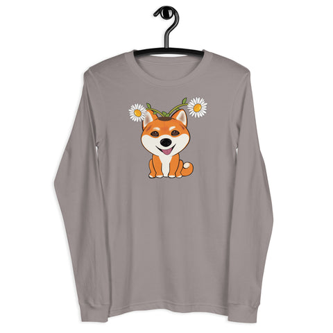 Shiba Inu Daisies Unisex Long Sleeve Tee
