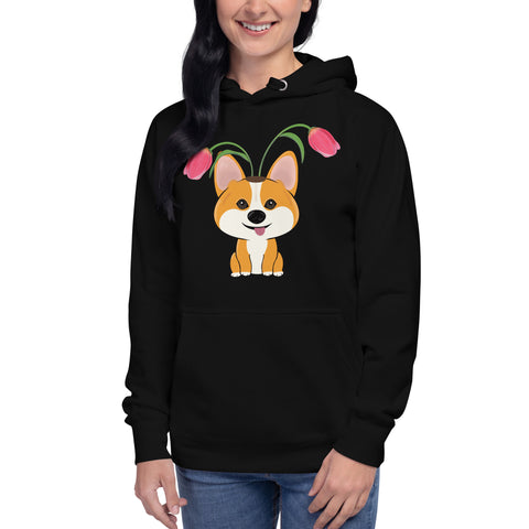 Corgi Tulips Unisex Hoodie