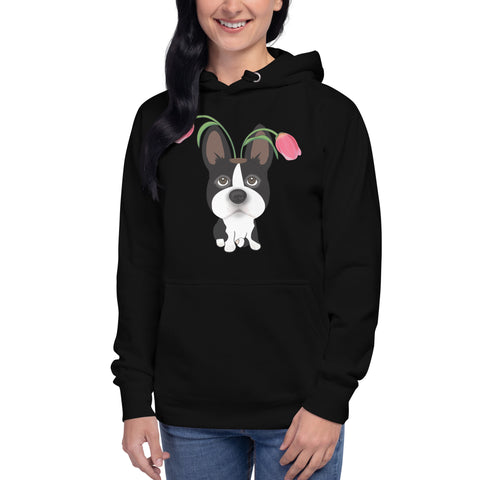 Boston Terrier Tulips Unisex Hoodie